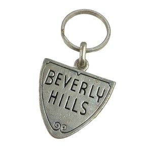 BEVERLY HILLS SOUTHERN CALIFORNIA SILVER TONE SOUVENIR KEYCHAIN KEYRING